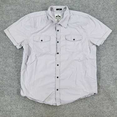 Express Express Pearl Snap Shirt Men's XL Gray Fi… - image 1