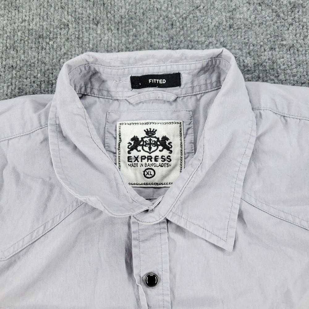 Express Express Pearl Snap Shirt Men's XL Gray Fi… - image 3