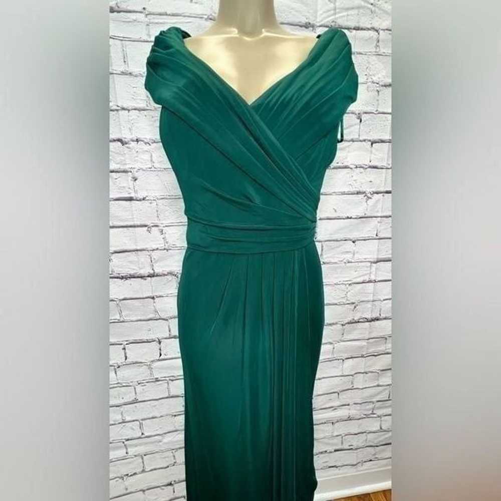 La Femme Ruched emerald Jersey Column Gown size 1… - image 2