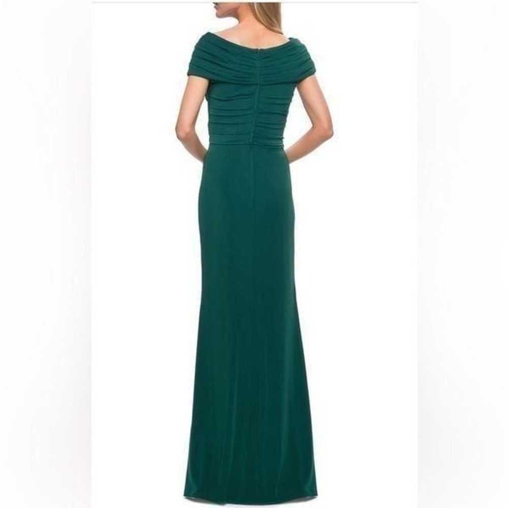 La Femme Ruched emerald Jersey Column Gown size 1… - image 3