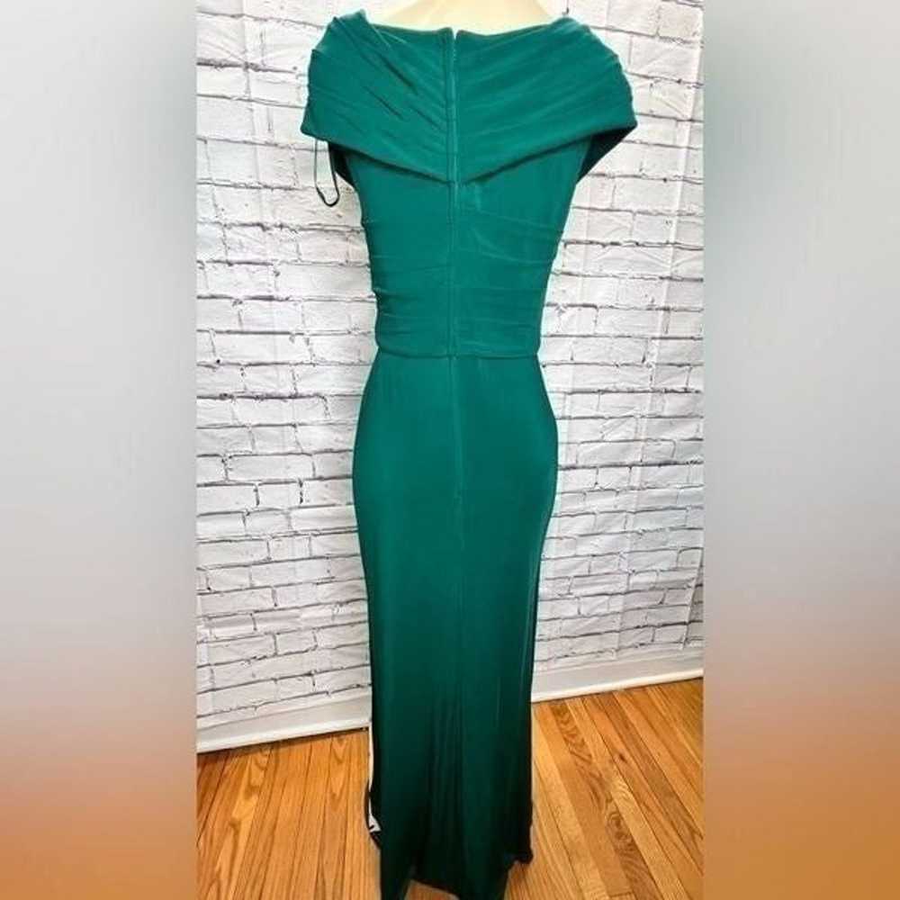 La Femme Ruched emerald Jersey Column Gown size 1… - image 4