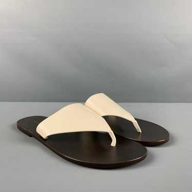 The Row Cream Brown Leather Thong Sandals