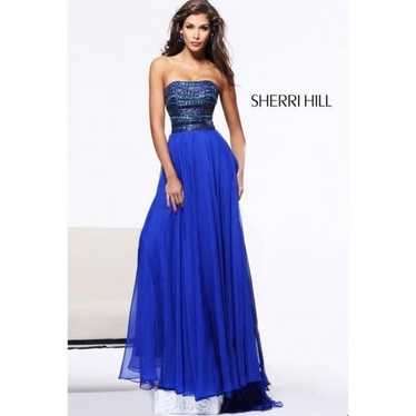 Sherri Hill 1539 Strapless Blue Beaded Prom Dress… - image 1