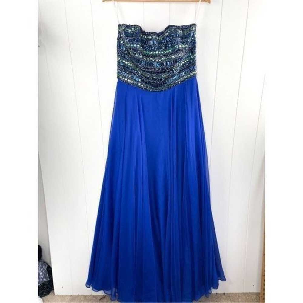 Sherri Hill 1539 Strapless Blue Beaded Prom Dress… - image 2