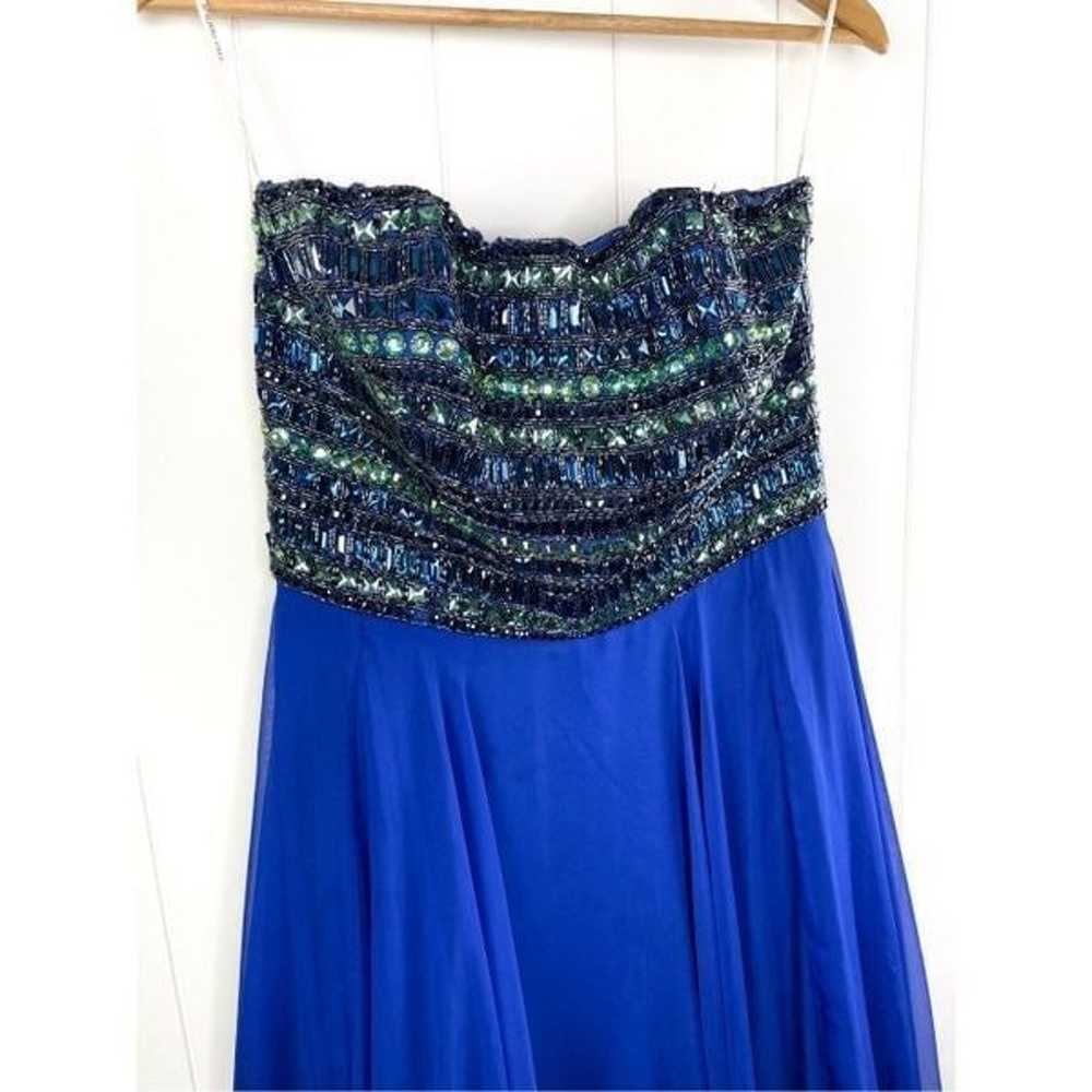 Sherri Hill 1539 Strapless Blue Beaded Prom Dress… - image 4