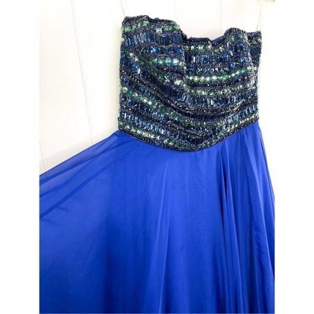 Sherri Hill 1539 Strapless Blue Beaded Prom Dress… - image 5
