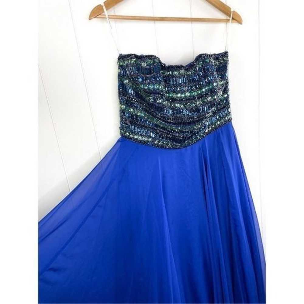 Sherri Hill 1539 Strapless Blue Beaded Prom Dress… - image 6