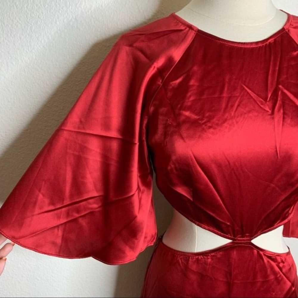 Reformation Noemi Crimson Red 100% Silk Midi Dres… - image 3