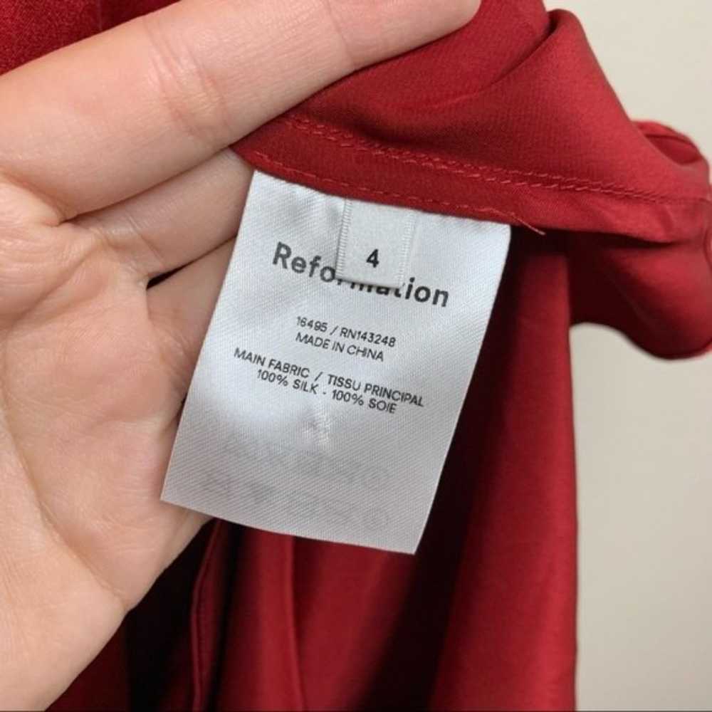 Reformation Noemi Crimson Red 100% Silk Midi Dres… - image 4