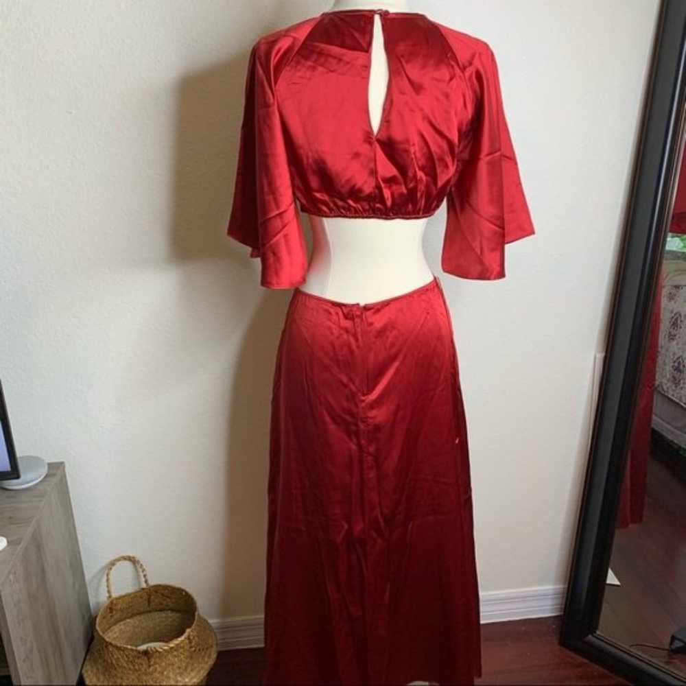Reformation Noemi Crimson Red 100% Silk Midi Dres… - image 5