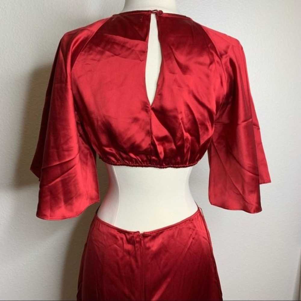 Reformation Noemi Crimson Red 100% Silk Midi Dres… - image 6