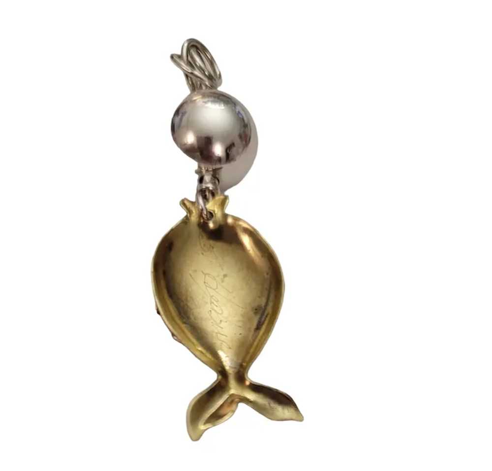 Sterling Silver And Brass Brutalist Fish Charm Da… - image 7