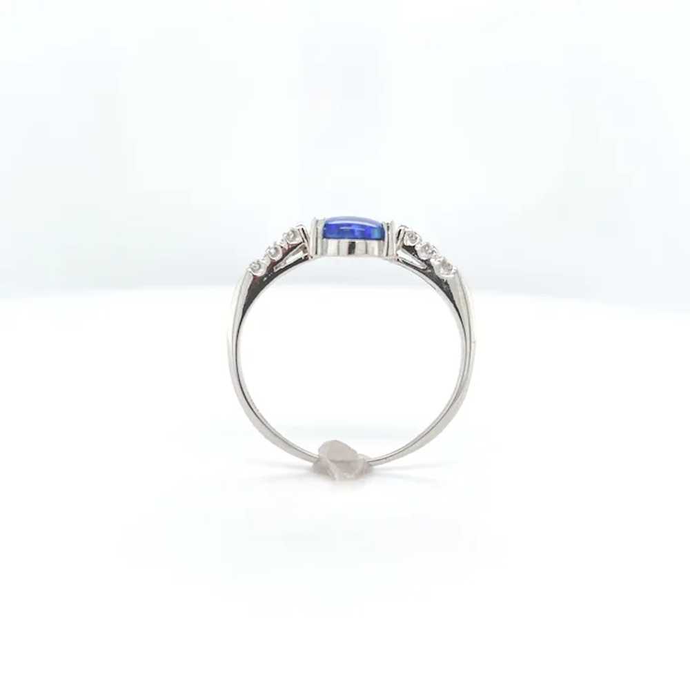 Platinum Australian Black Opal and Diamond Ring - image 2