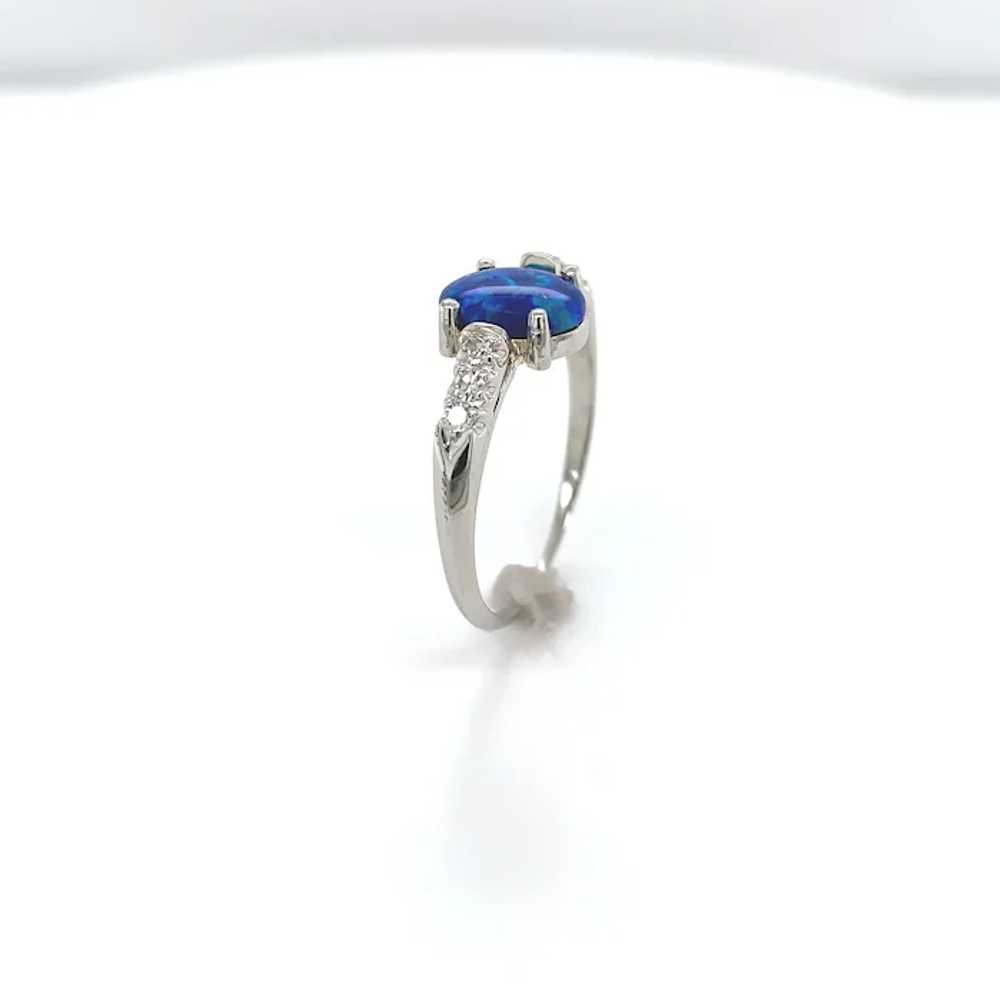 Platinum Australian Black Opal and Diamond Ring - image 3