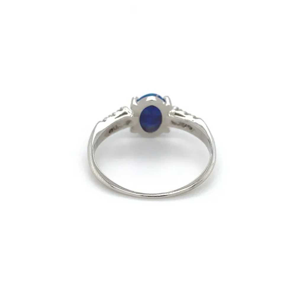 Platinum Australian Black Opal and Diamond Ring - image 5