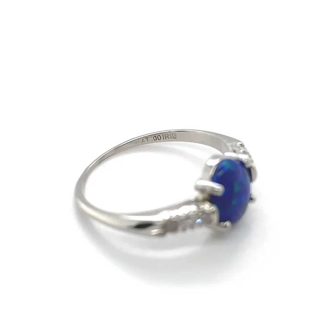 Platinum Australian Black Opal and Diamond Ring - image 6