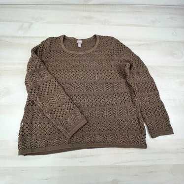 Vintage Chicos 3 Womens Sweater Large Tan Pullove… - image 1