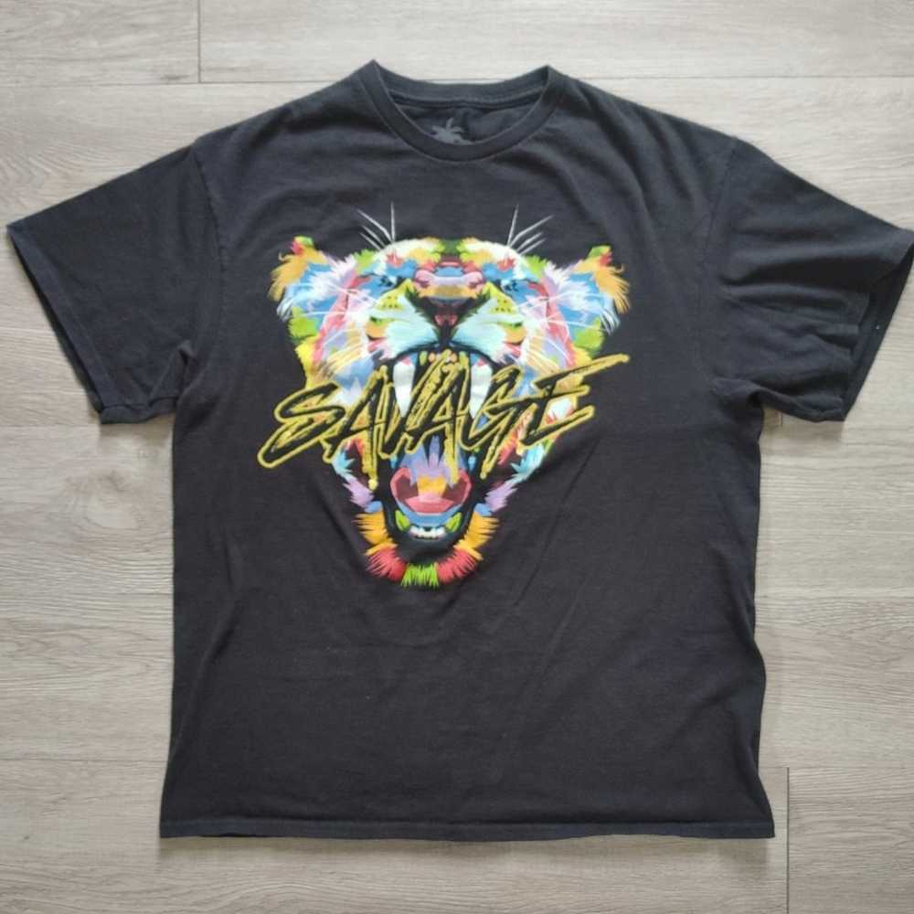 Vibes Savage Roaring Lion Head Men's Black Tshirt… - image 1