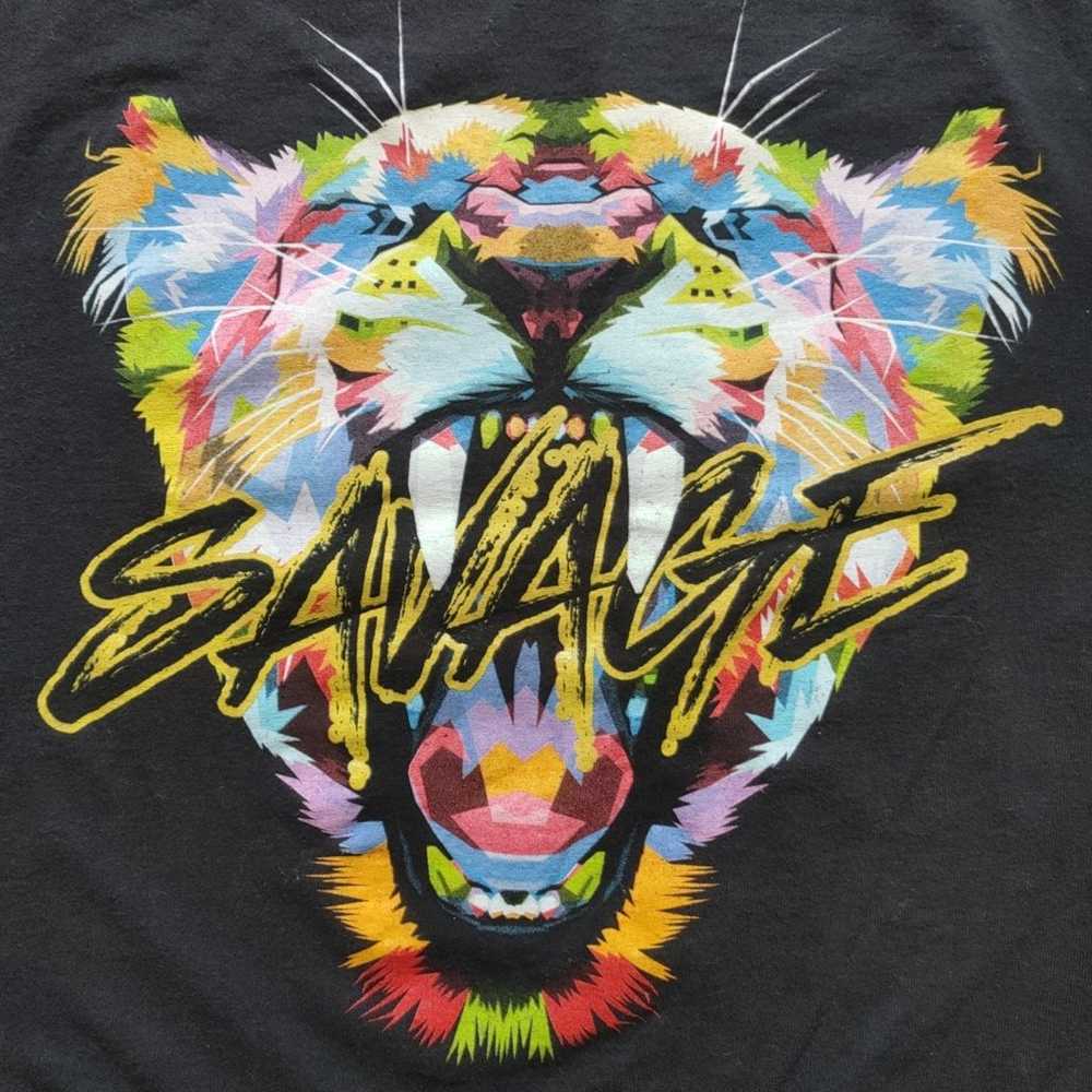 Vibes Savage Roaring Lion Head Men's Black Tshirt… - image 2