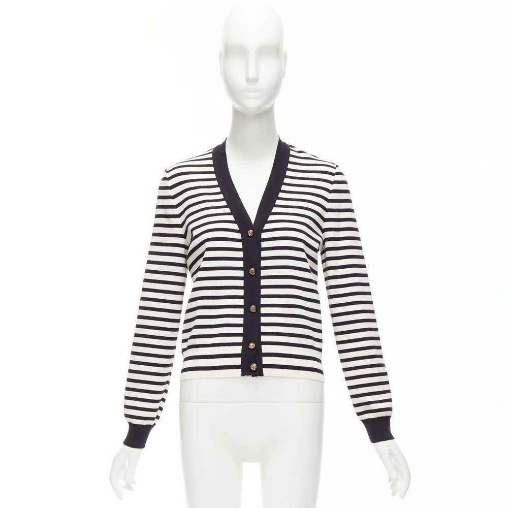 Chanel CHANEL black white striped cotton blend go… - image 10