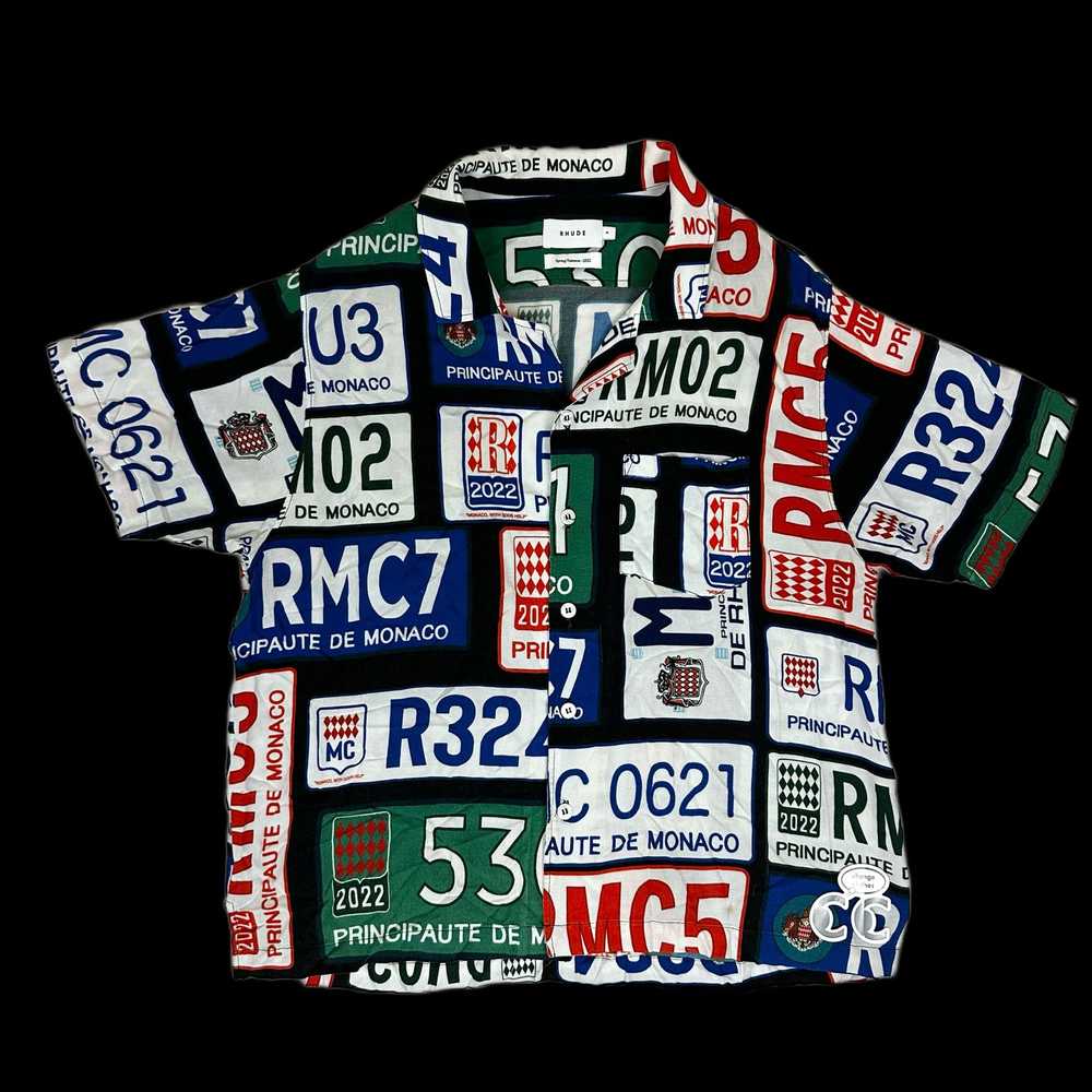 Rhude 2022 rhude license plate rayon button up sh… - image 1