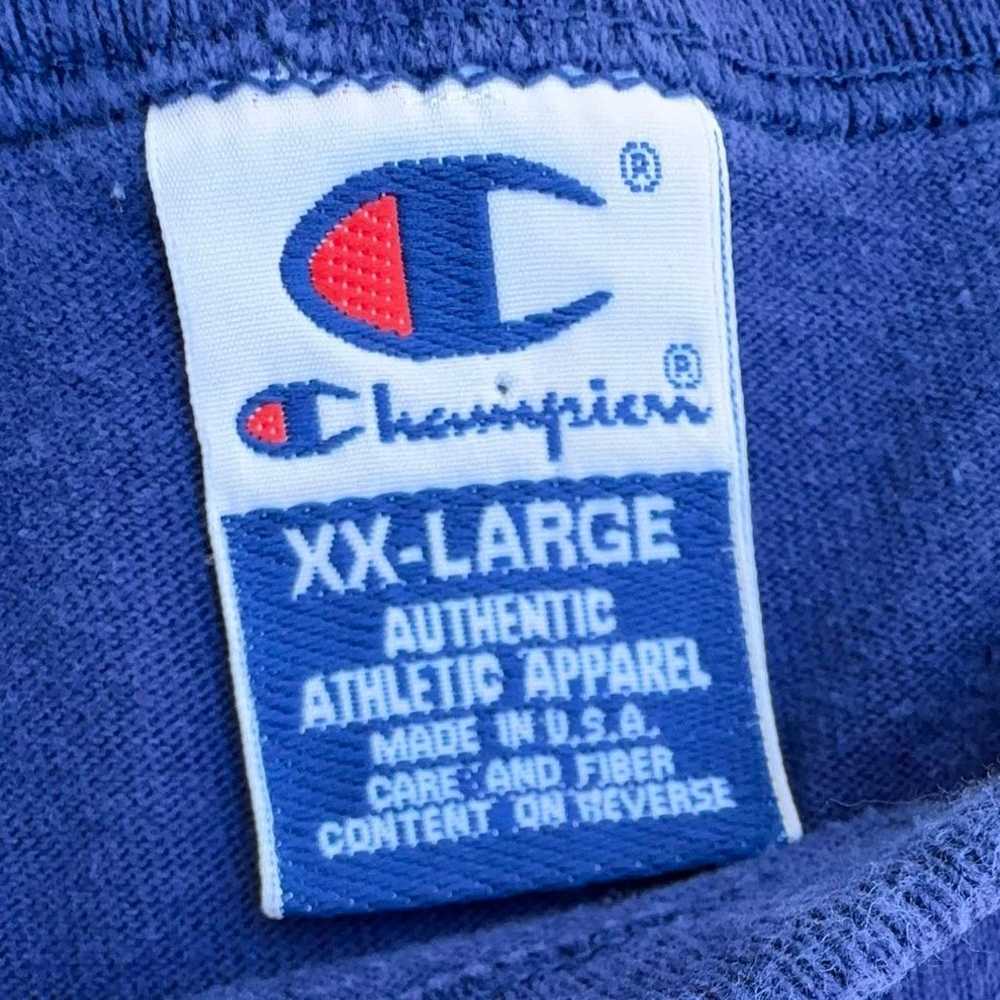 Vintage 90s Champion T-Shirt Navy Made in the USA… - image 5