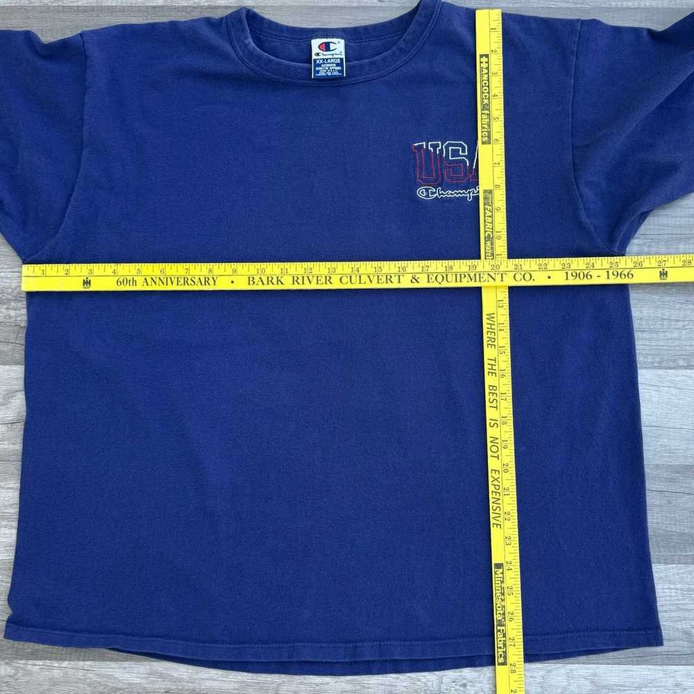 Vintage 90s Champion T-Shirt Navy Made in the USA… - image 8