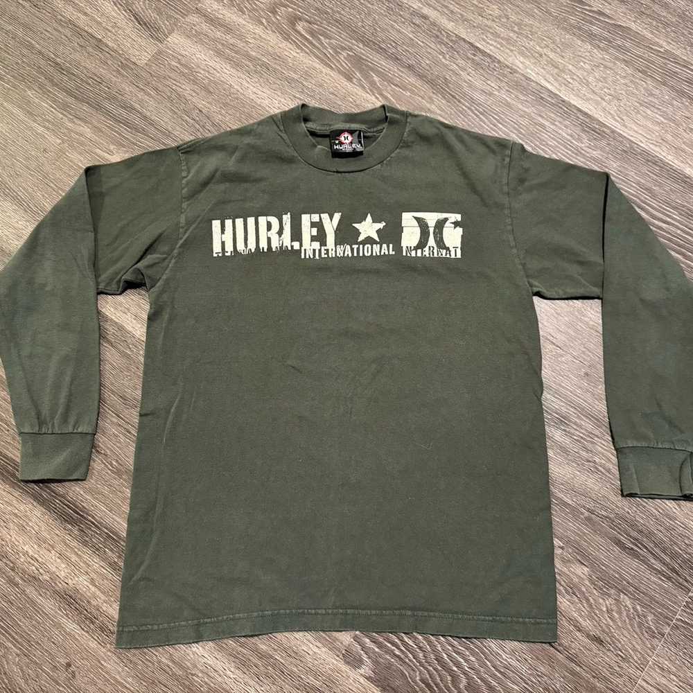 Vintage Long Sleeve Hurley Shirt Medium Green Y2K - image 1