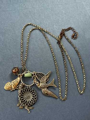 Long Silvertone Tiny Open Circle Chain w Open Cir… - image 1