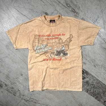 1998 Harley Davidson tan t-shirt