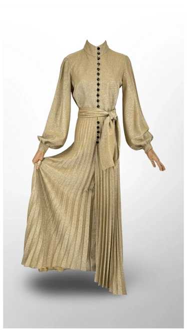 1960's Gold Lame Pleated Jumpsuit