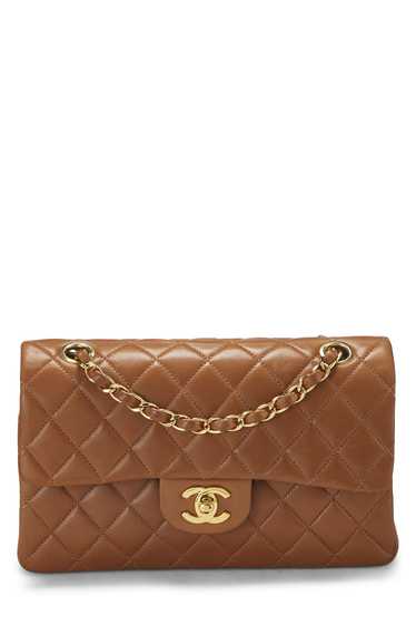 Brown Quilted Lambskin Classic Double Flap Small