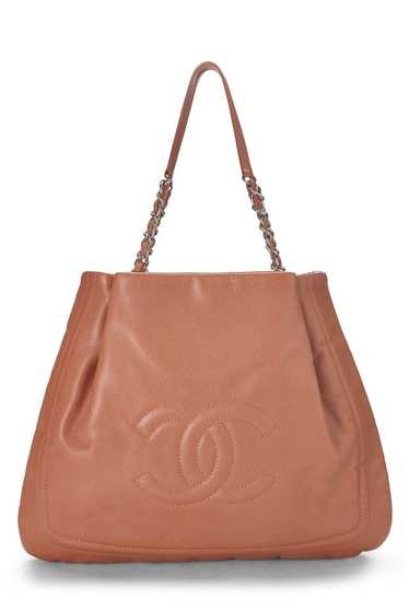 Orange Caviar Pleated Timeless Tote