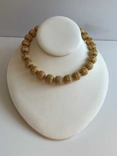 1960’s Monet Gold FiligreeBall Necklace - image 1