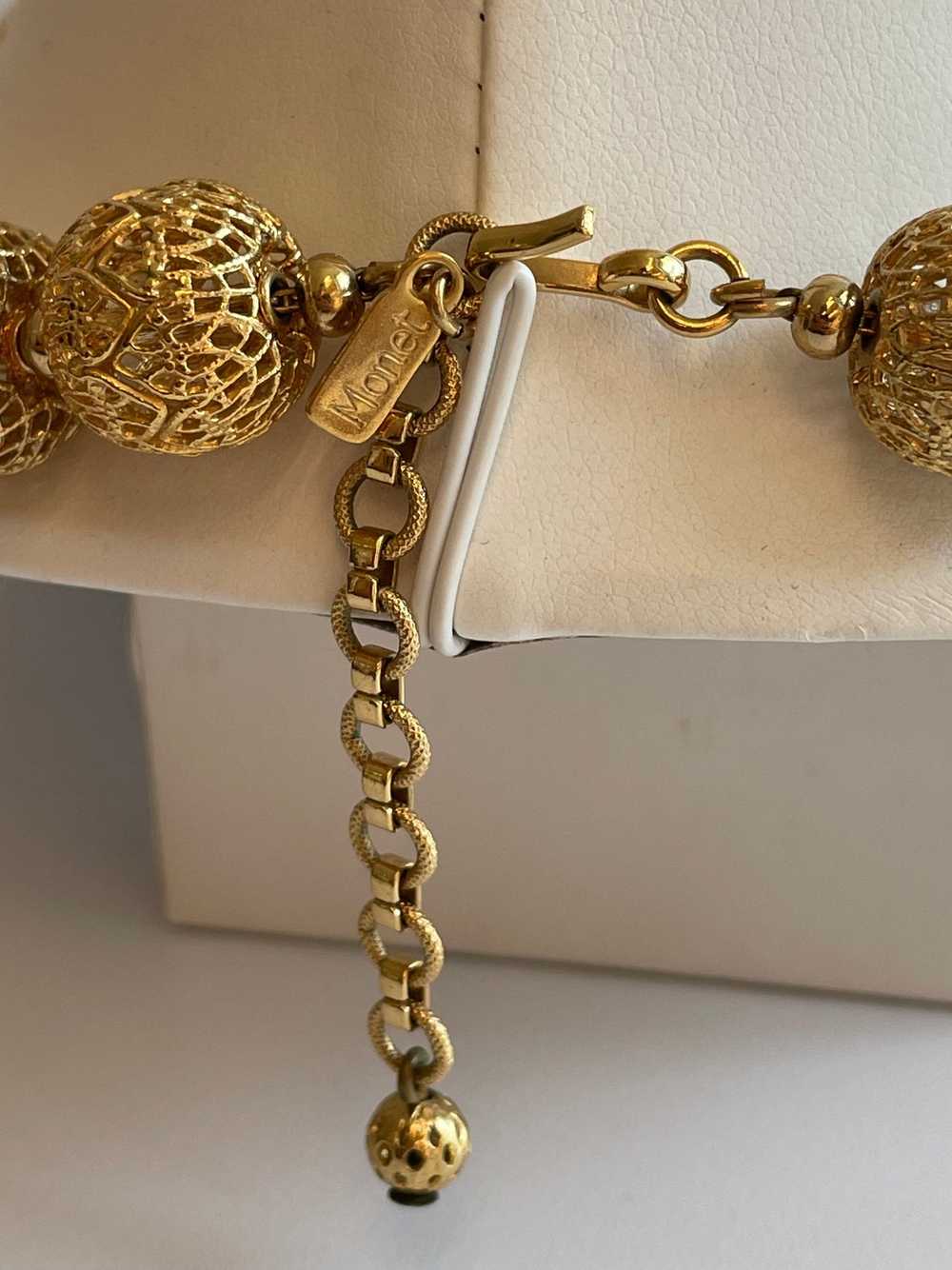 1960’s Monet Gold FiligreeBall Necklace - image 7