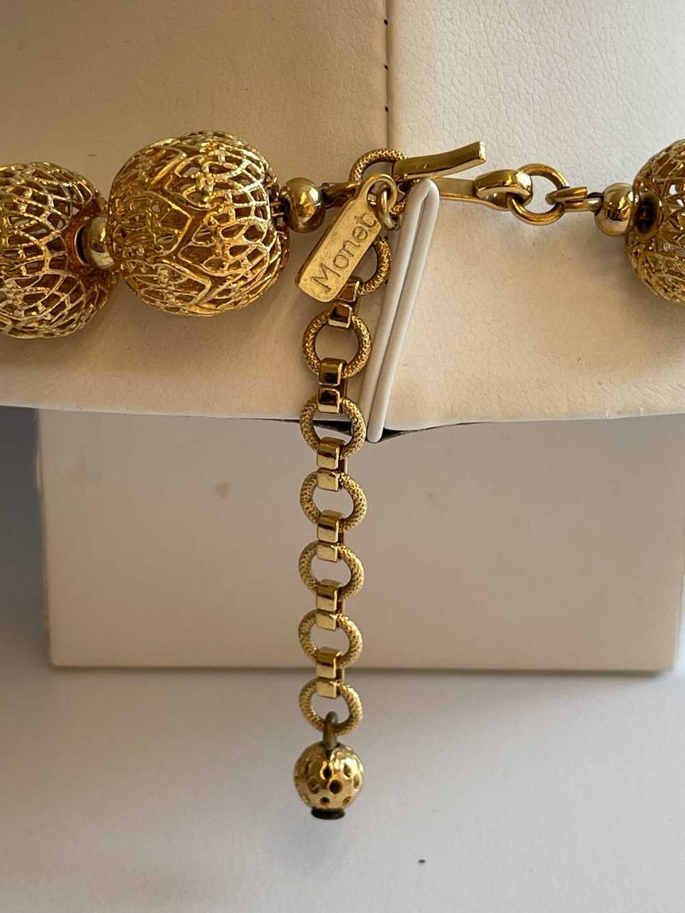 1960’s Monet Gold FiligreeBall Necklace - image 8