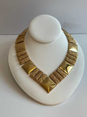 1960’s Monet High Polished and Textured V Necklace