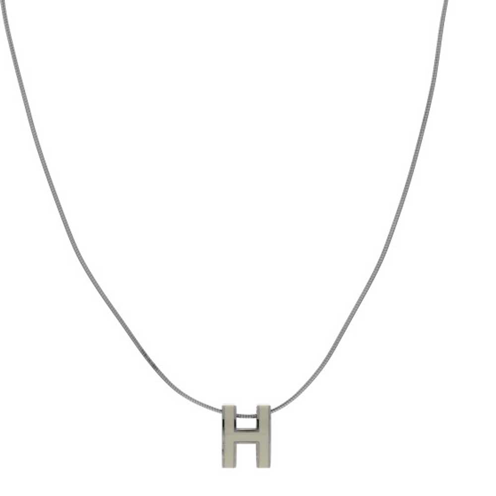 HERMES Lacquered Palladium Pop H Pendant Necklace… - image 1