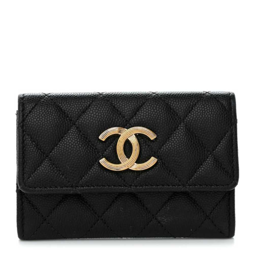 CHANEL Caviar Quilted CC Racing Flag Flap Card Ho… - image 1