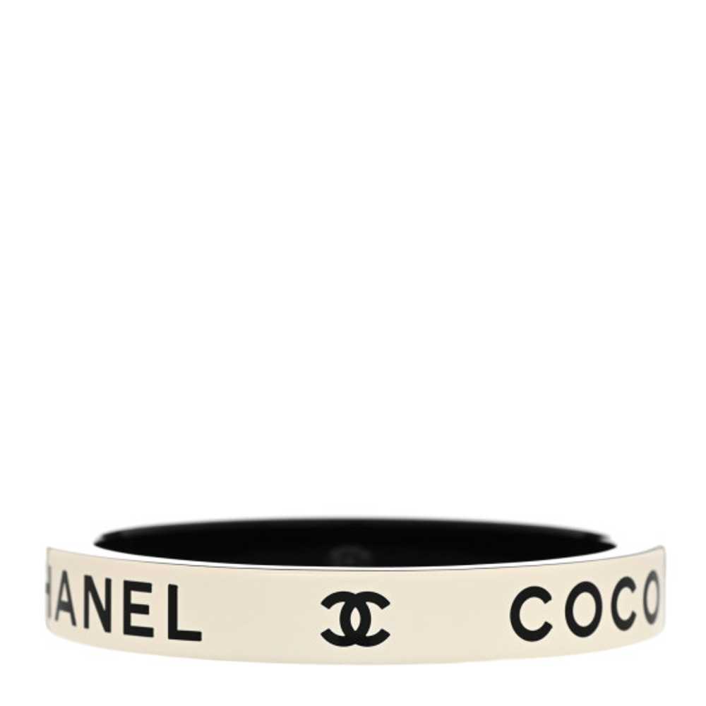 CHANEL Resin Logo Bangle Bracelet Black White - image 1