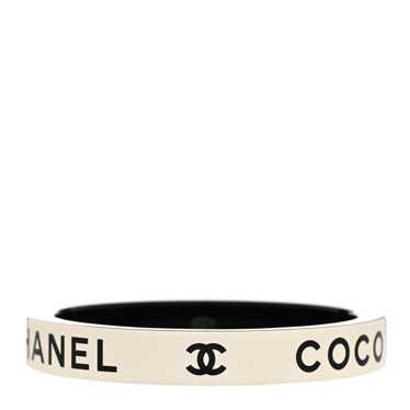CHANEL Resin Logo Bangle Bracelet Black White - image 1