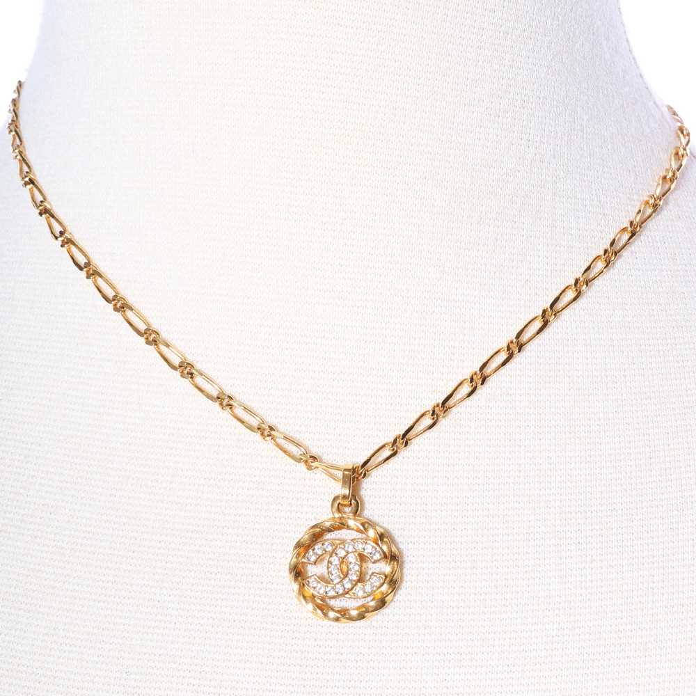 Vintage 90s Chanel CC Logo Gold Plated Chain Pend… - image 3