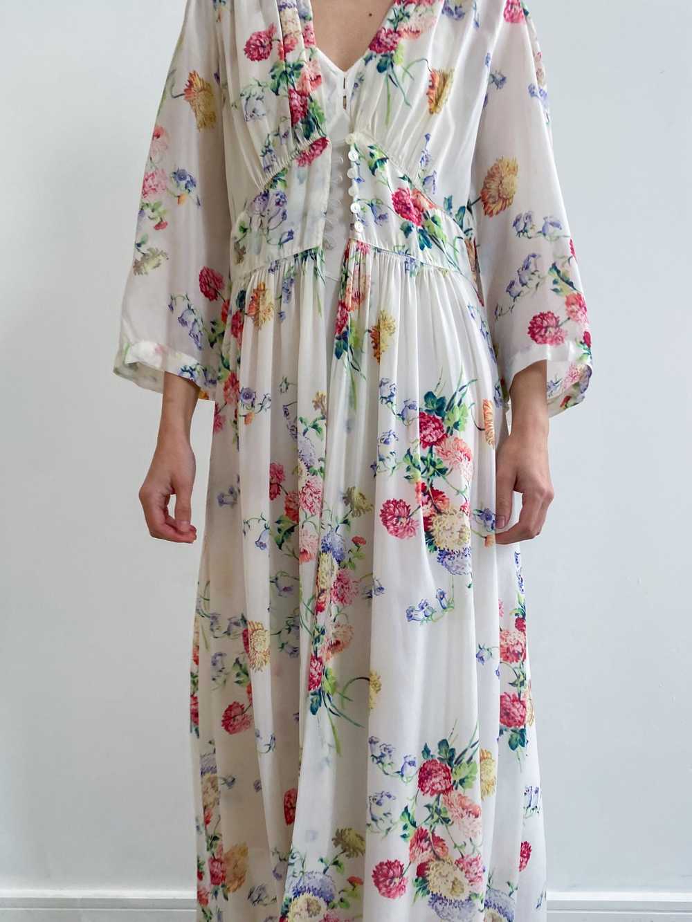 1940s Floral Robe with Button Up Front M/L - Abso… - image 3