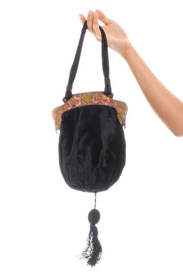 Vintage 40's Black Velvet Tassel Bag