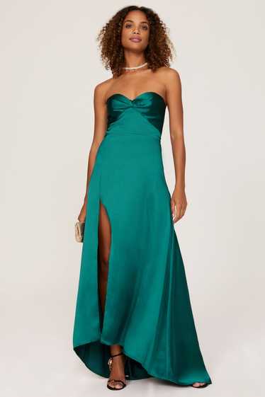 elle zeitoune Green Satin Magnolia Gown