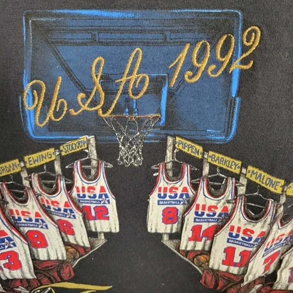 USA 1992 Vintage Dream Team Mens Black T-shirt (S… - image 7