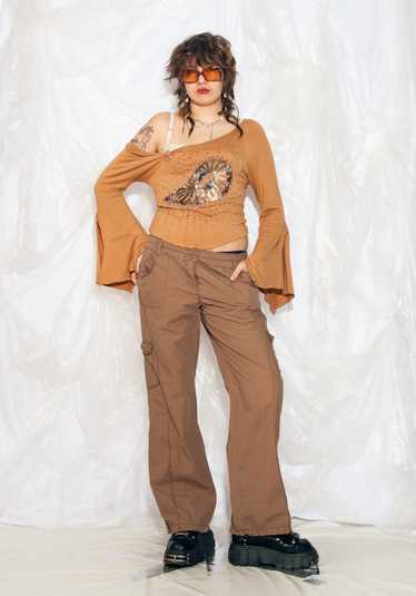 Vintage Y2K Wide Leg Cargo Trousers in Brown Gorp… - image 1