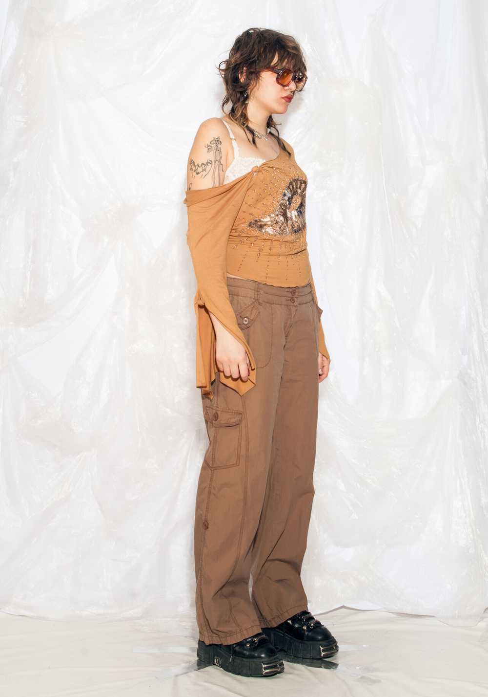 Vintage Y2K Wide Leg Cargo Trousers in Brown Gorp… - image 2