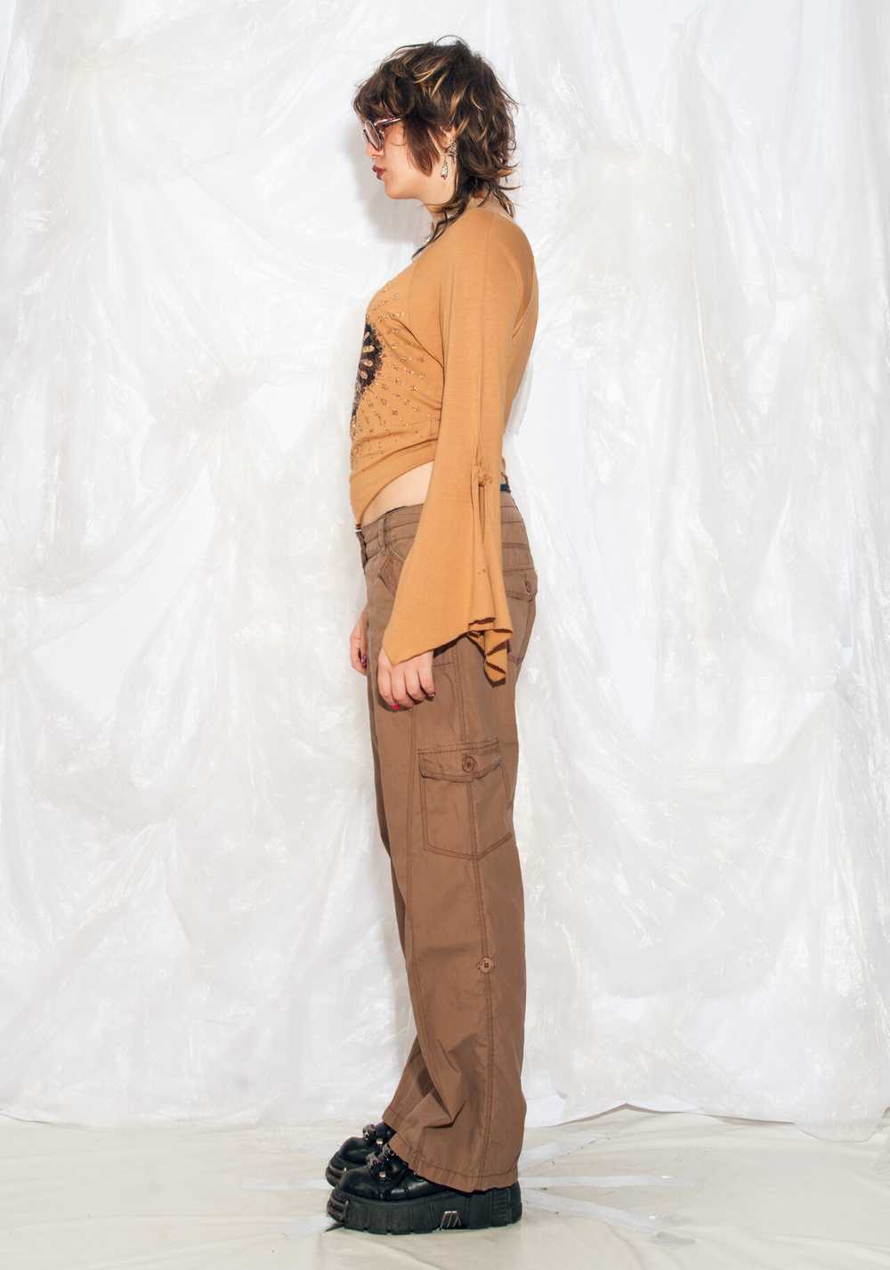 Vintage Y2K Wide Leg Cargo Trousers in Brown Gorp… - image 4