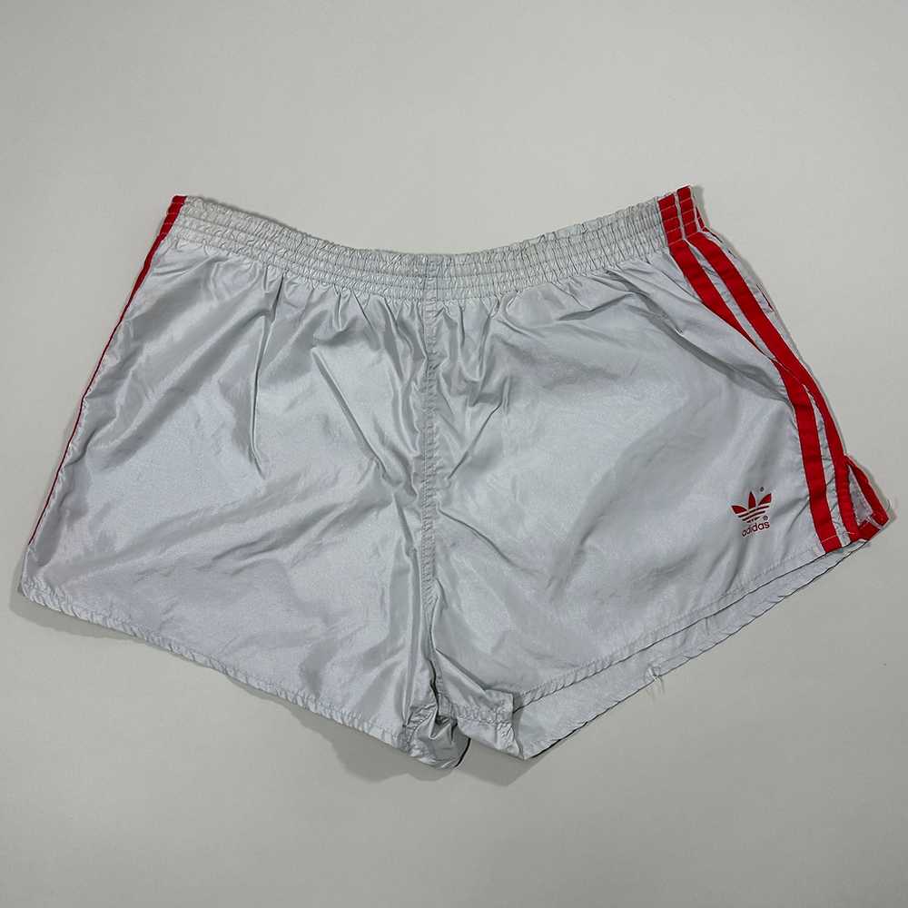 80s Grey/Red Adidas Running Shorts - image 1